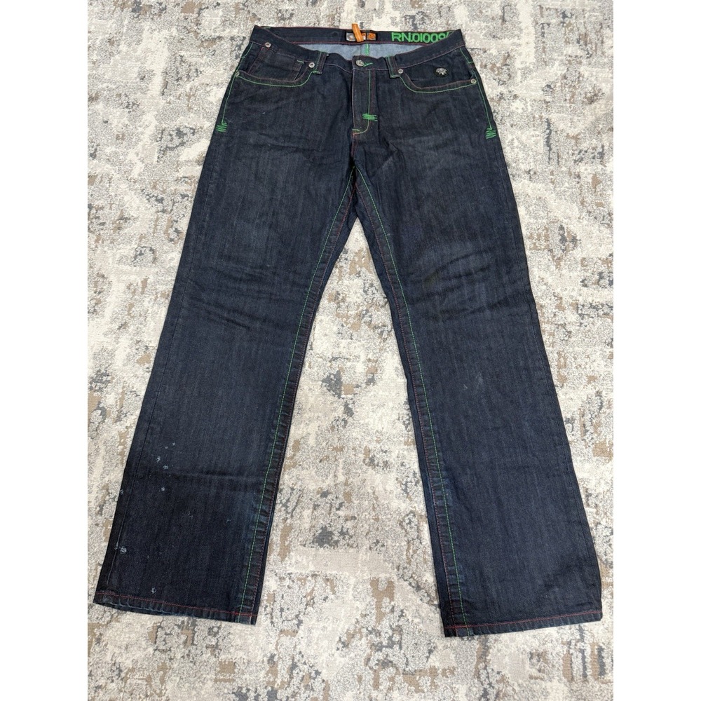 Vintage Akademiks Jeans Mens 36x34 Dark Blue Embroidered Baggy Skater  Y2K Coogi